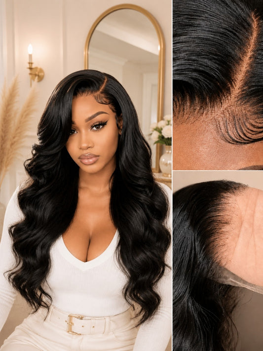 Glueless Body Wave Raw Human Hair Wig 5x5 HD Lace Closure 180% Density