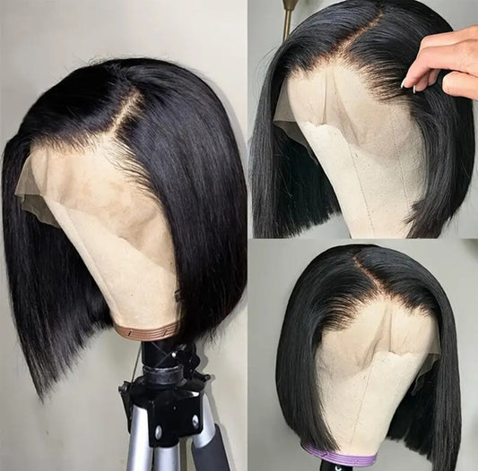 10"Brazilian Hair Glueless Frontal Lace Short Straight Bob Wig