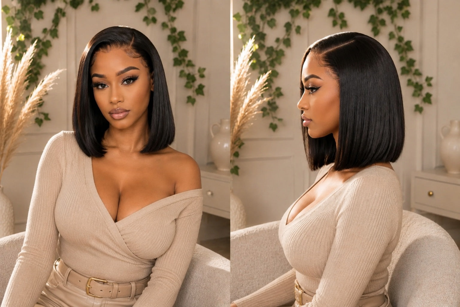 Glueless Straight Bob Wig 5x5 HD Lace Raw Human Hair 180% Density