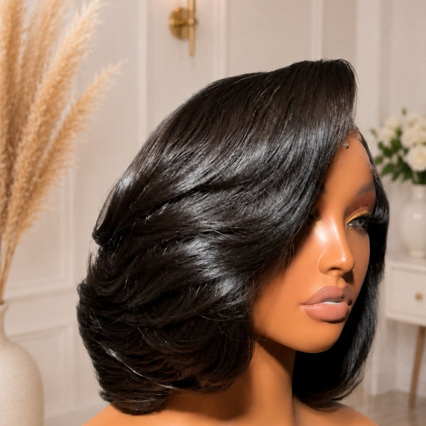 12" Layered Bob Glueless Wig 5x5 HD Lace Closure 180% Density
