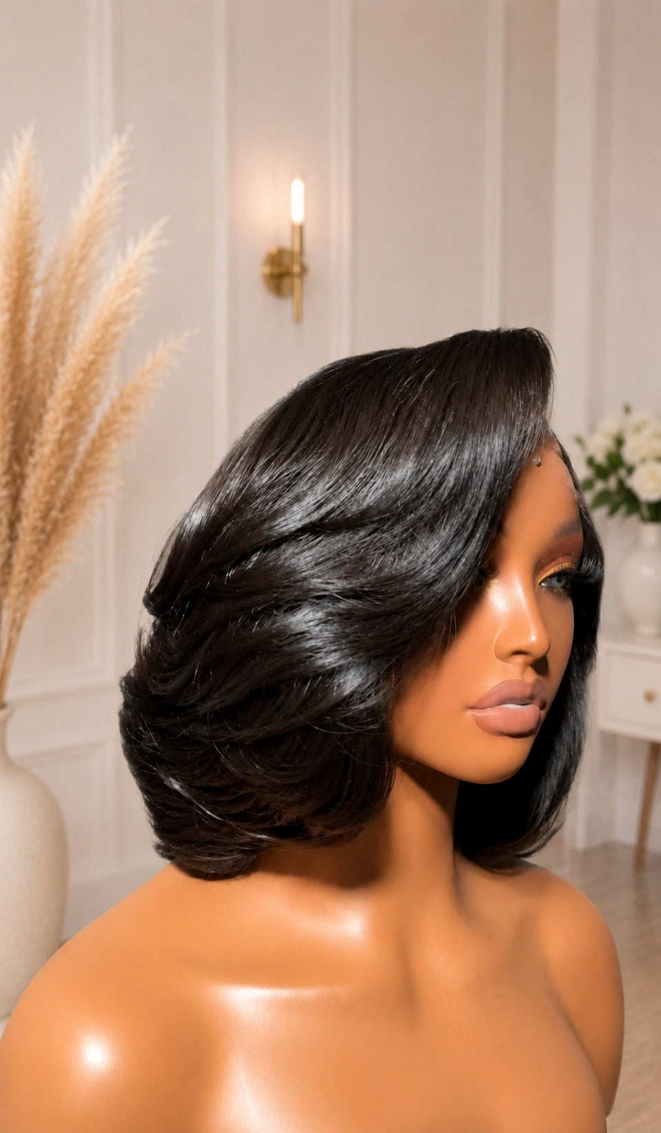 12" Layered Bob Glueless Wig 5x5 HD Lace Closure 180% Density
