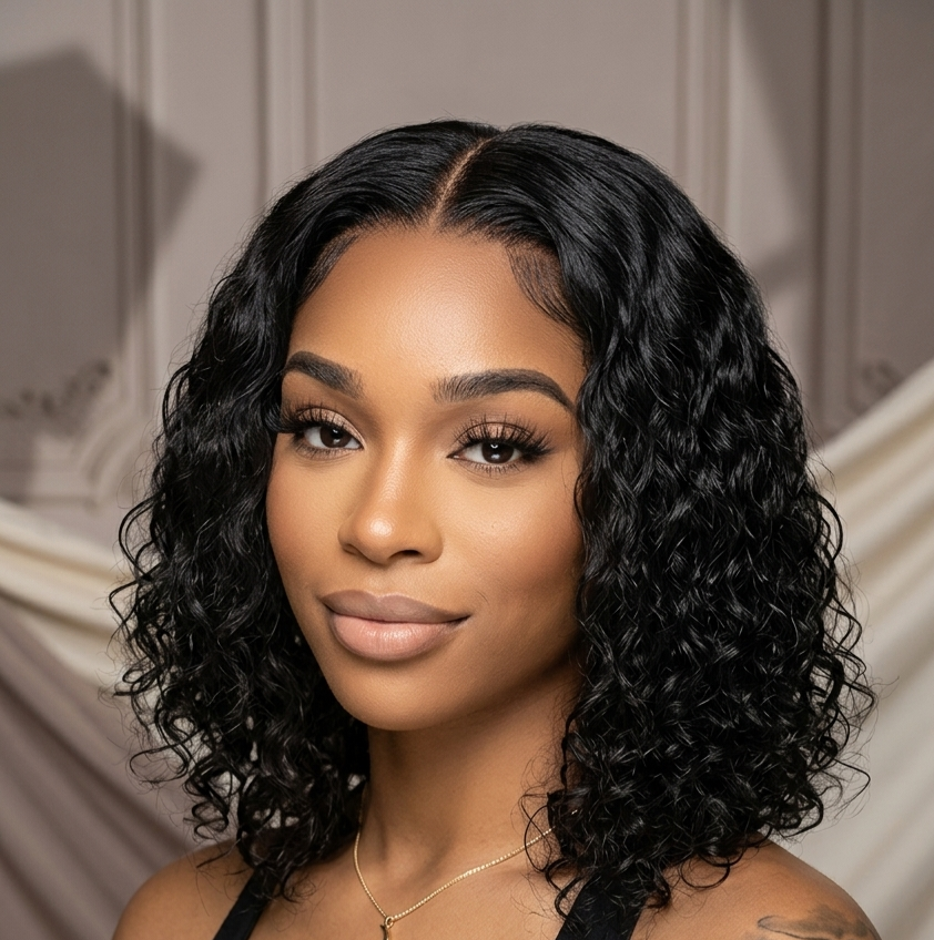 10 Inch Brazilian Deep Wave Curly Bob Wig 4x4 Glueless Lace Closure Wigs