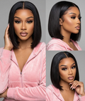 10"Brazilian Hair Glueless Frontal Lace Short Straight Bob Wig